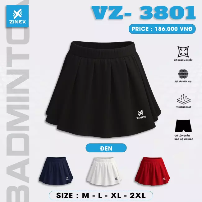 Chân váy pickleball - Zinex Vz 3801
