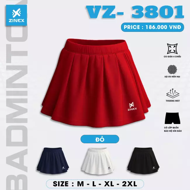 Chân váy pickleball - Zinex Vz 3801