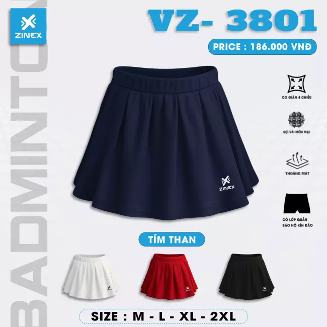 Chân váy pickleball - Zinex Vz 3801