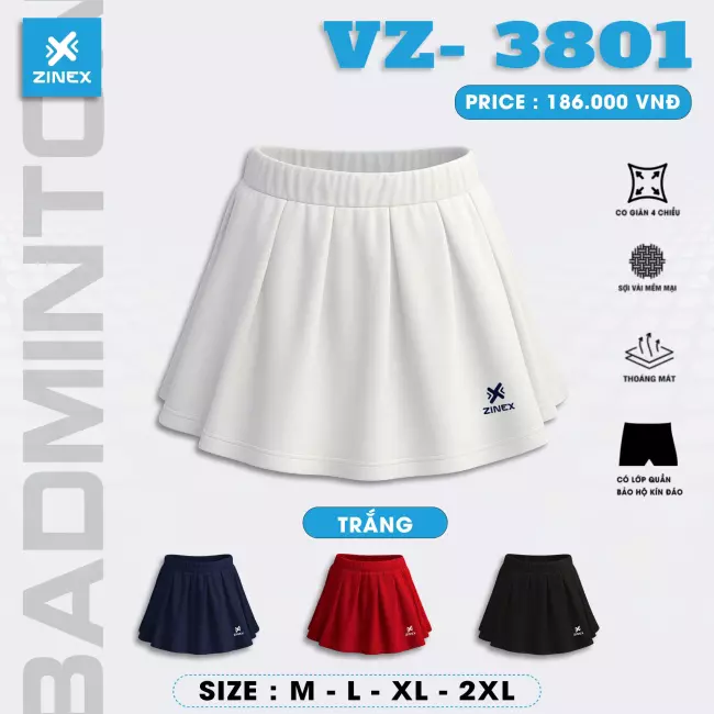 Chân váy pickleball - Zinex Vz 3801