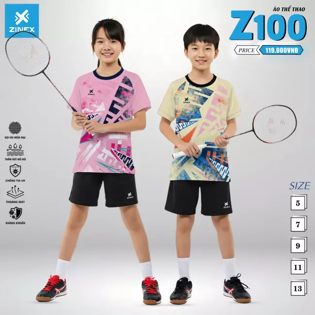 Áo cầu lông trẻ em - Zinex Z100