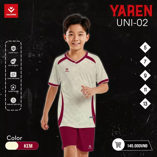 Quần áo bóng đá trẻ em Hacorio Unipro Yaren