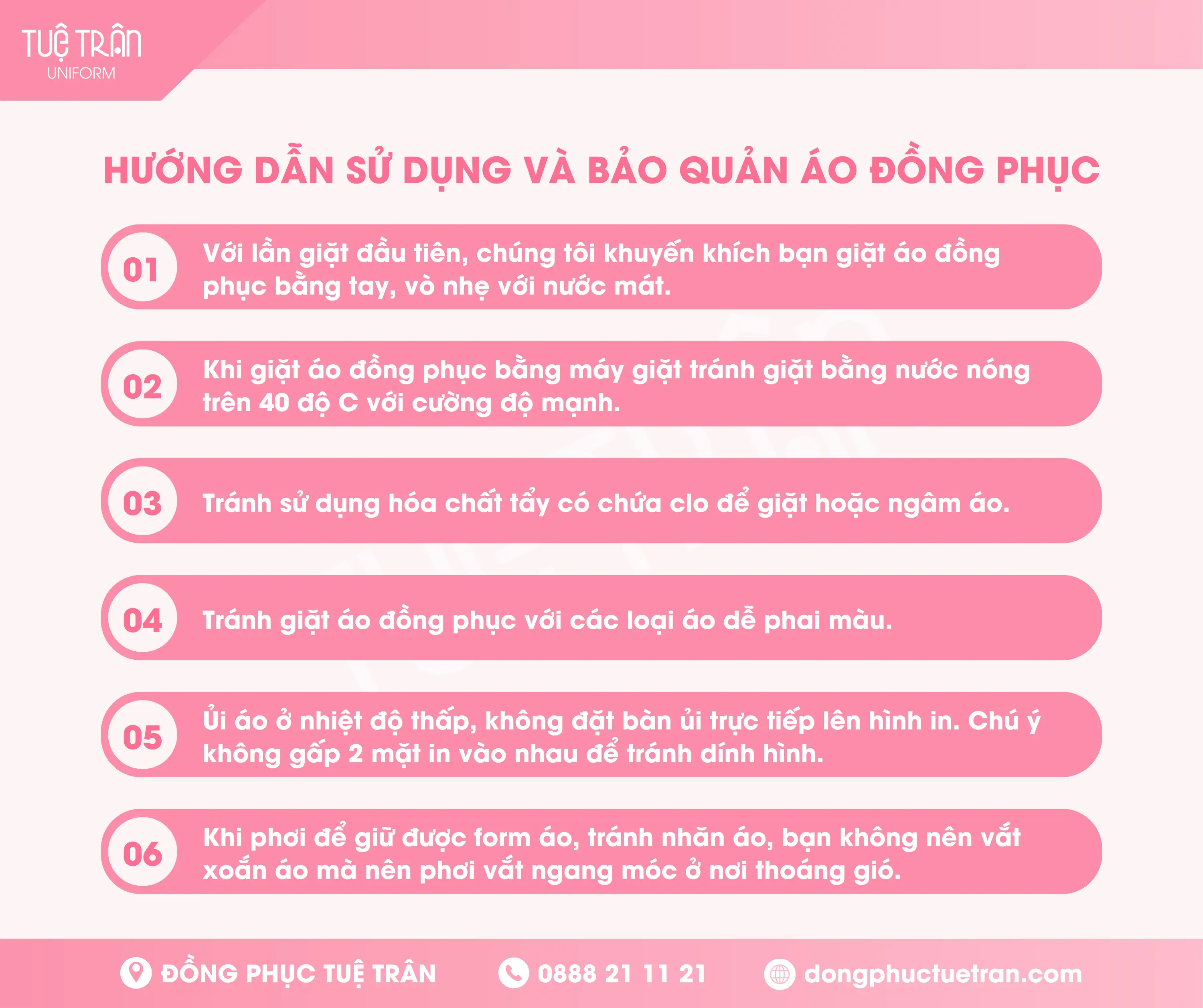 Hướng dẫn sử dụng và bảo quản áo đồng phục